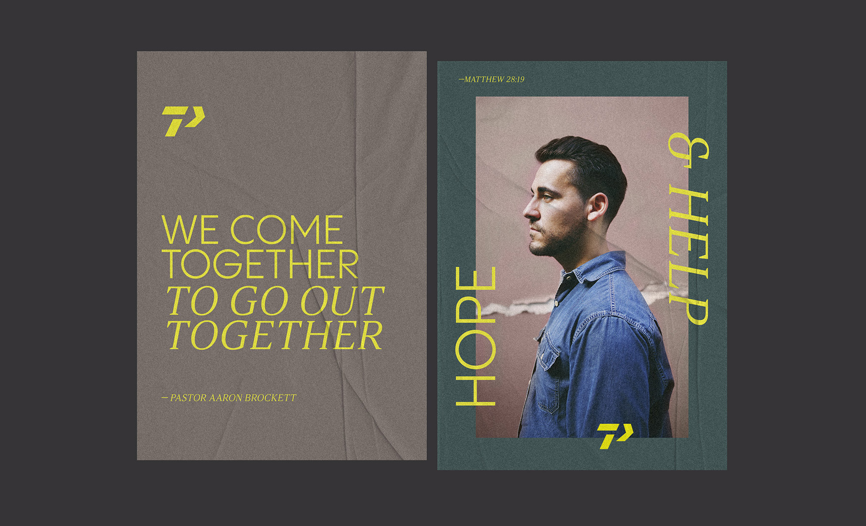 Visual from Traders Point Church brand rollout featuring unified messaging and design